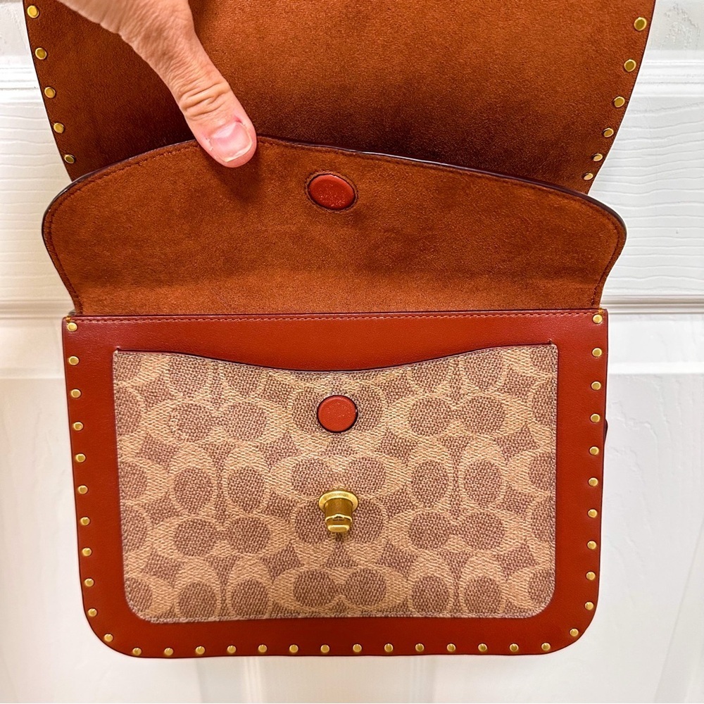 SOLD Coach Madison Shoulder Bag Refined Calf Leather Canvas & Snakeskin - Picture 11 of 13